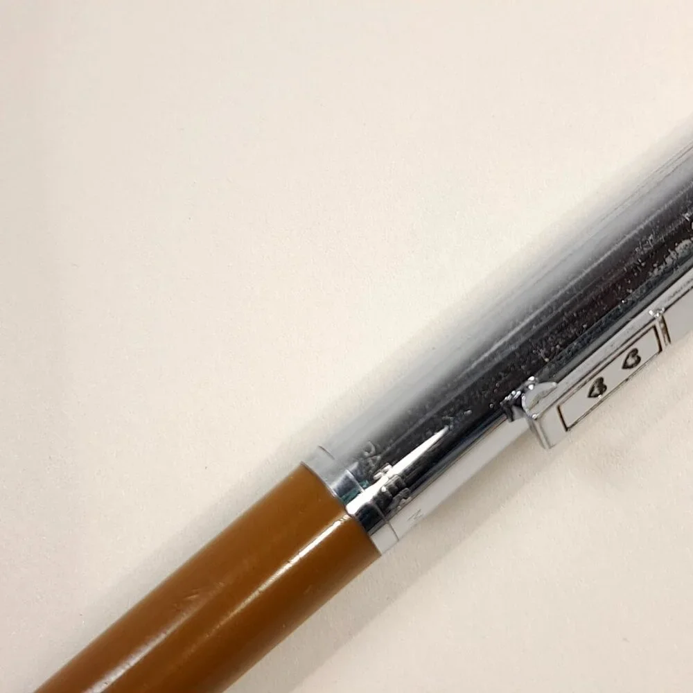 Vintage Paper Mate Double Heart Ballpoint Pen Brown‎ & Chrome silver made USA